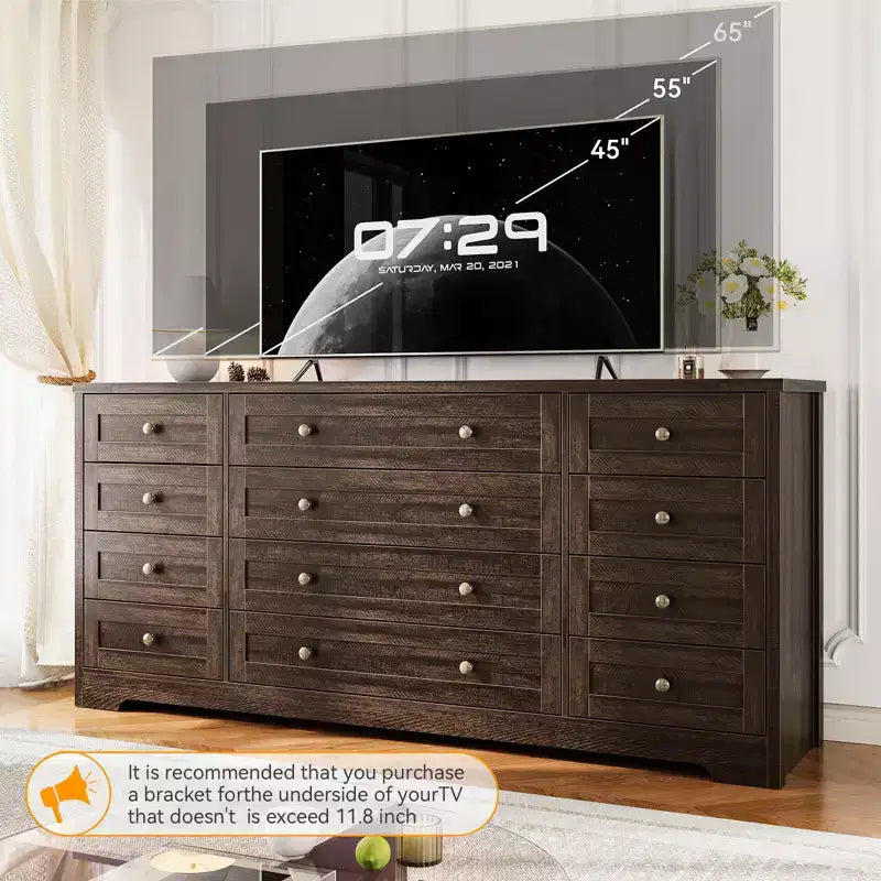 Comò a 12 cassetti, cassettiera in legno larga 160 cm, cassettiera moderna porta TV per TV da 65 pollici, per camera da letto, soggiorno, ingresso