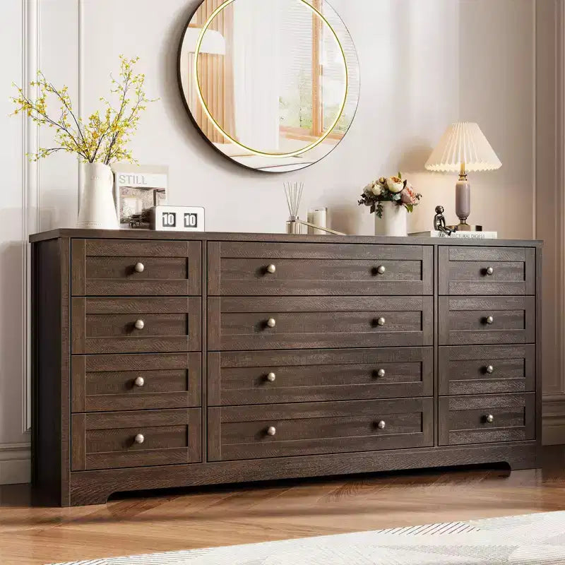 Comò a 12 cassetti, cassettiera in legno larga 160 cm, cassettiera moderna porta TV per TV da 65 pollici, per camera da letto, soggiorno, ingresso