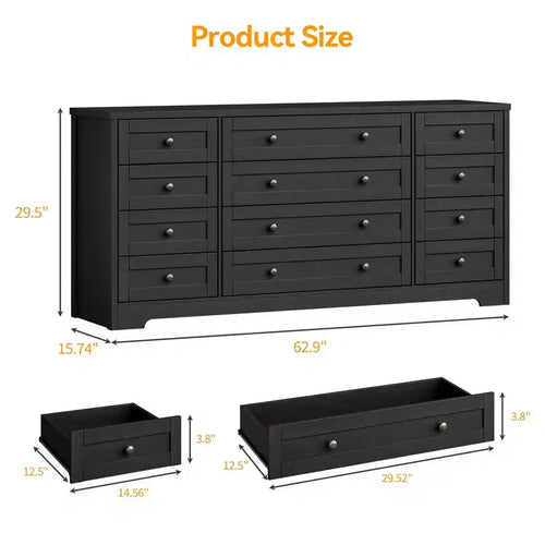 Comò a 12 cassetti, cassettiera in legno larga 160 cm, cassettiera moderna porta TV per TV da 65 pollici, per camera da letto, soggiorno, ingresso