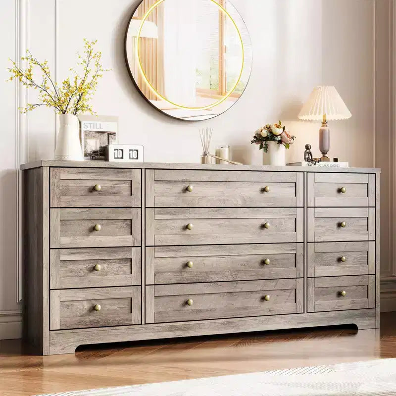 Comò a 12 cassetti, cassettiera in legno larga 160 cm, cassettiera moderna porta TV per TV da 65 pollici, per camera da letto, soggiorno, ingresso