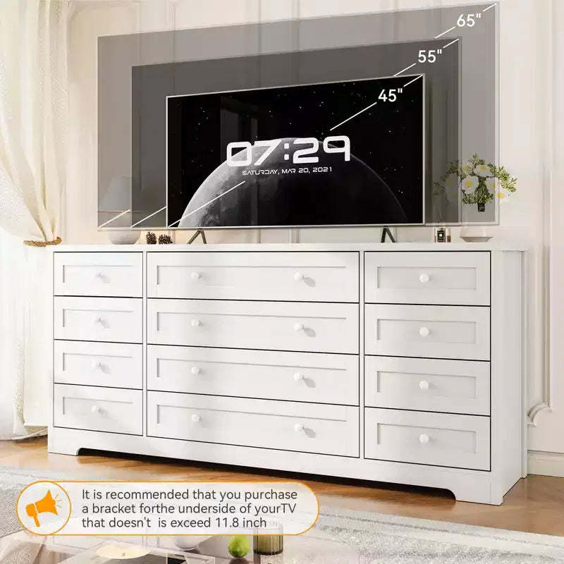 Comò a 12 cassetti, cassettiera in legno larga 160 cm, cassettiera moderna porta TV per TV da 65 pollici, per camera da letto, soggiorno, ingresso