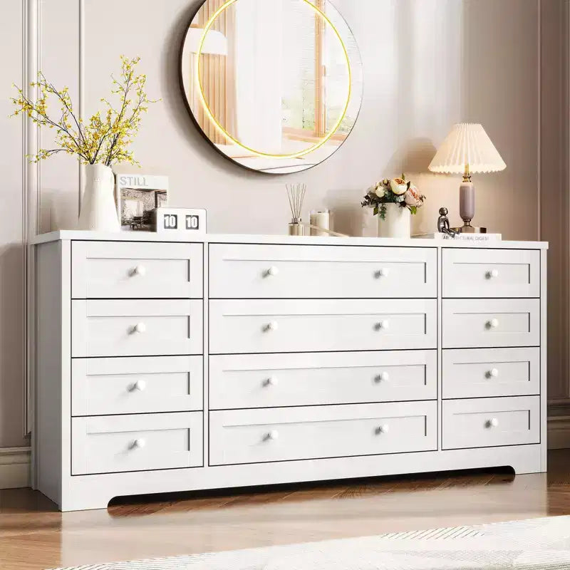 Comò a 12 cassetti, cassettiera in legno larga 160 cm, cassettiera moderna porta TV per TV da 65 pollici, per camera da letto, soggiorno, ingresso