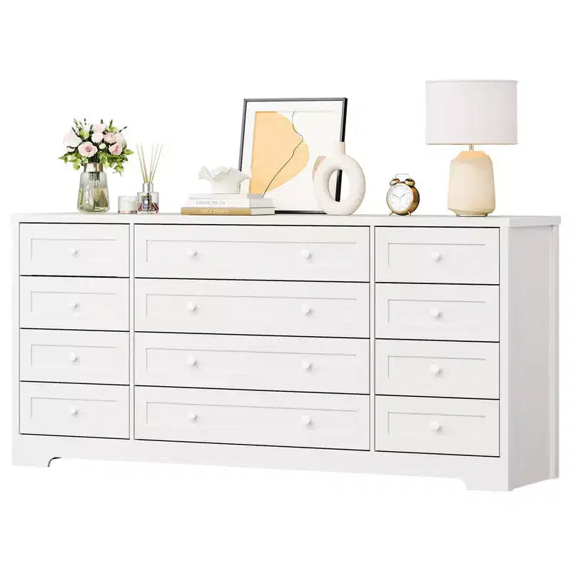 Comò a 12 cassetti, cassettiera in legno larga 160 cm, cassettiera moderna porta TV per TV da 65 pollici, per camera da letto, soggiorno, ingresso