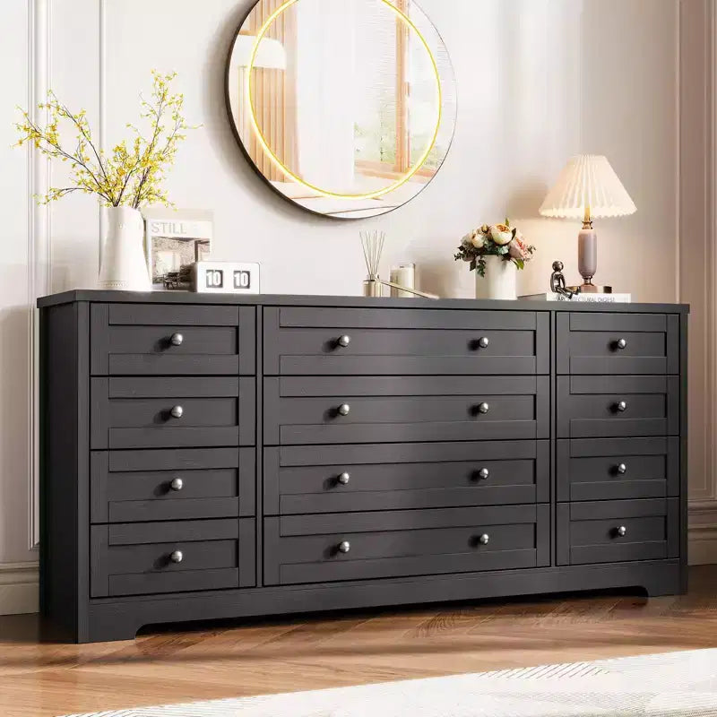 Comò a 12 cassetti, cassettiera in legno larga 160 cm, cassettiera moderna porta TV per TV da 65 pollici, per camera da letto, soggiorno, ingresso