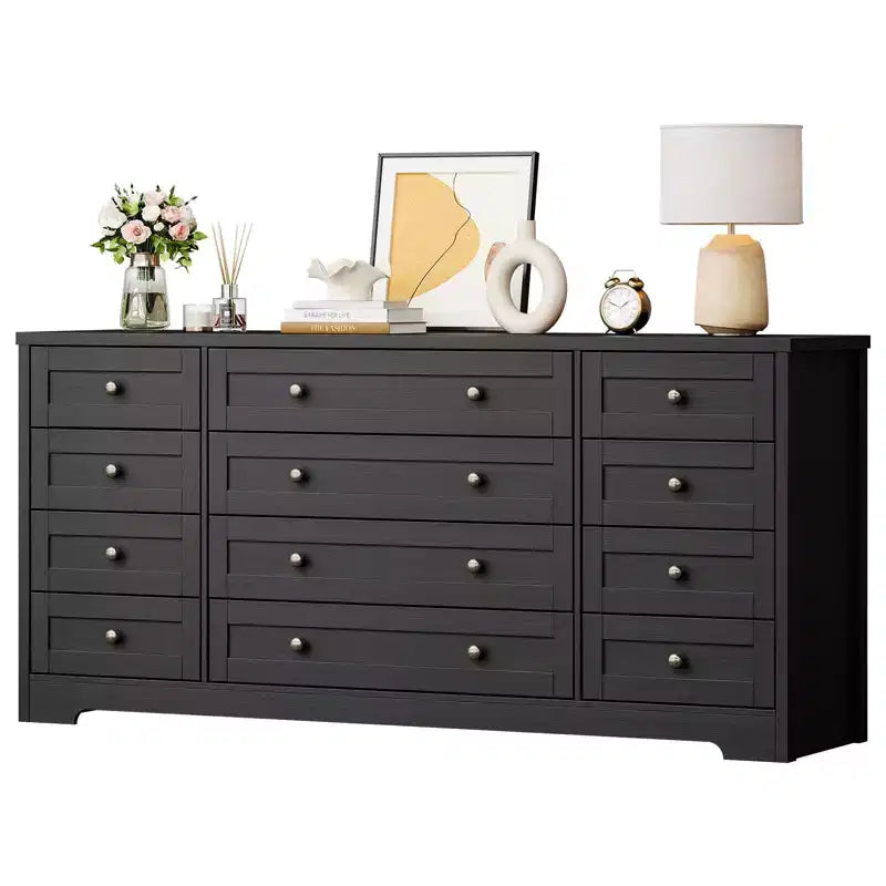 Comò a 12 cassetti, cassettiera in legno larga 160 cm, cassettiera moderna porta TV per TV da 65 pollici, per camera da letto, soggiorno, ingresso
