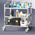 Carrello multiuso/medicale a 3 ripiani in acciaio inossidabile, 45,7 cm (18") H, ruote universali bloccabili, per laboratorio/clinica/cucina/salone