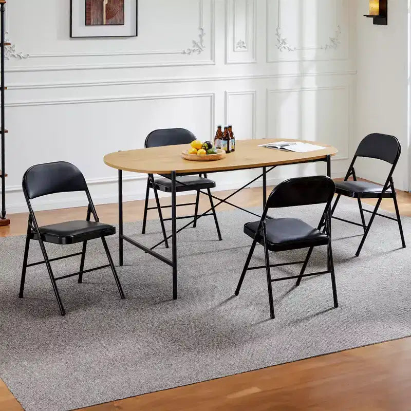 Sedie Pieghevoli da Pranzo, Sedie da Cucina in Pelle PU con Struttura in Metallo, Sedie Leggere per Sala da Pranzo, per Esterni e Interni, Nessun Montaggio Richiesto