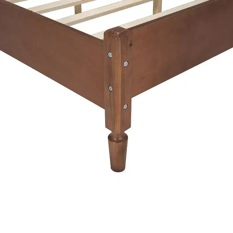 Brenda Letto a Piattaforma in Legno Vintage con Testiera in Rattan Naturale