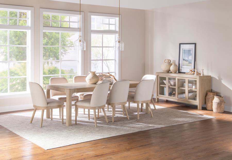Credenza con ante scorrevoli in vetro, finitura mango invecchiato
