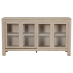 Credenza con ante scorrevoli in vetro, finitura mango invecchiato