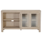 Credenza con ante scorrevoli in vetro, finitura mango invecchiato
