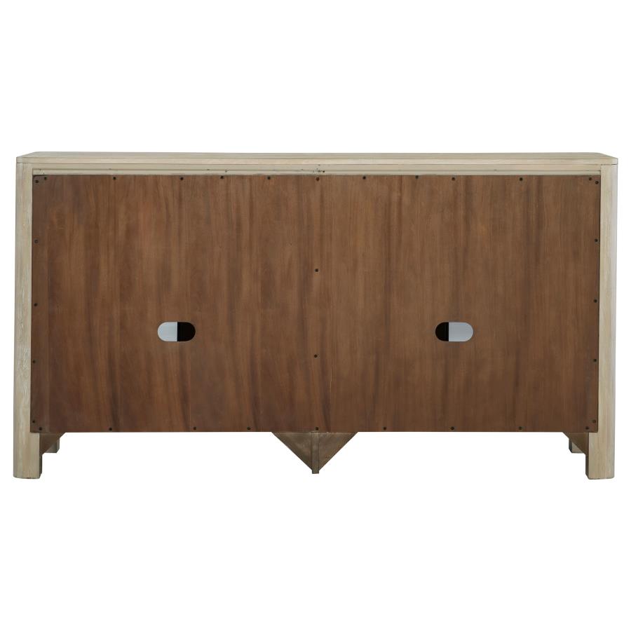 Credenza con ante scorrevoli in vetro, finitura mango invecchiato