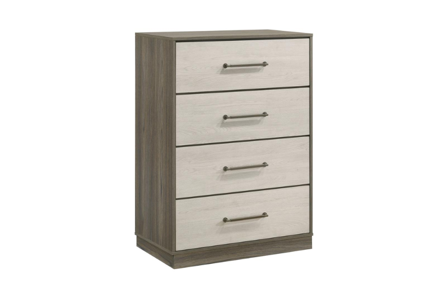 Cassettiera a 4 cassetti Rovere Grigio Melaminico Bicolore Base Sospesa