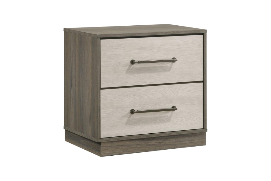 Comodino a 2 cassetti Rovere Grigio bicolore Melaminico Base Flottante