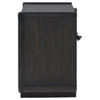 Comodino a 2 cassetti con mensola LED e porte USB, Nero Brunito