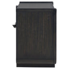 Comodino a 2 cassetti con mensola LED e porte USB, Nero Brunito