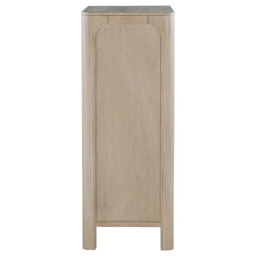 Cassettiera a 5 cassetti per camera da letto in legno di mango anticato con scomparto segreto