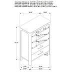 Cassettiera a 5 cassetti per camera da letto in legno di mango anticato con scomparto segreto