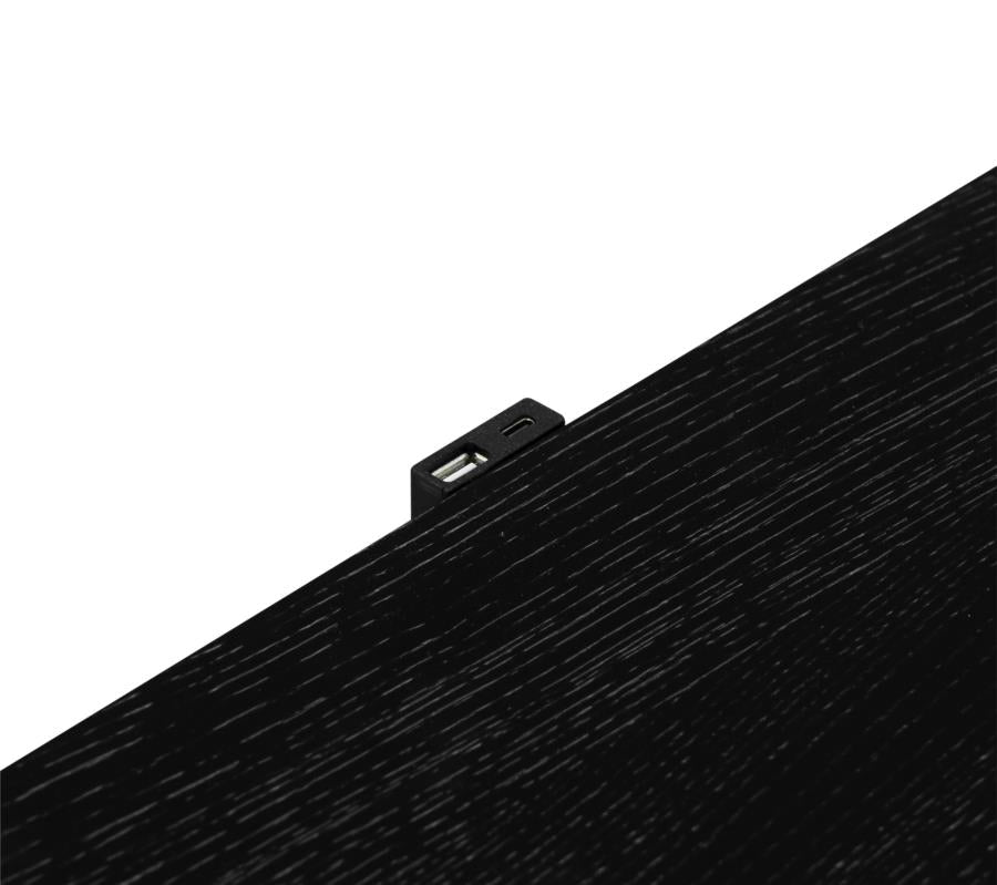 Comodino a 3 cassetti con porte USB Finitura in frassino nero