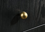 Cassettiera 5 cassetti per camera da letto impiallacciata in frassino nero con maniglie in ottone