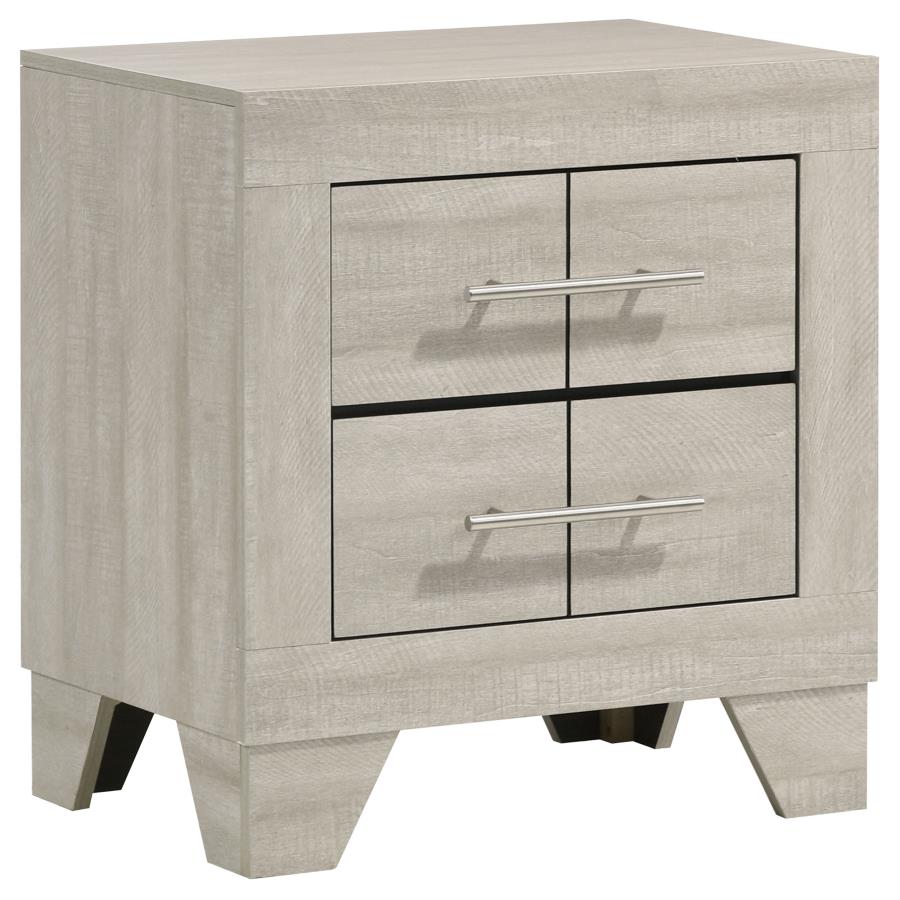 Comodino a 2 cassetti finitura crema rustica maniglie nichel lucido