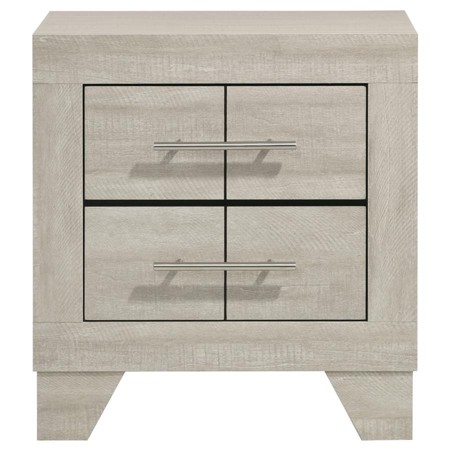 Comodino a 2 cassetti finitura crema rustica maniglie nichel lucido