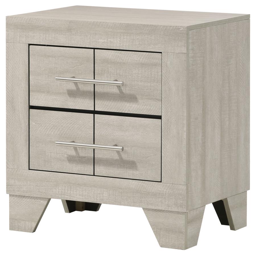 Comodino a 2 cassetti finitura crema rustica maniglie nichel lucido