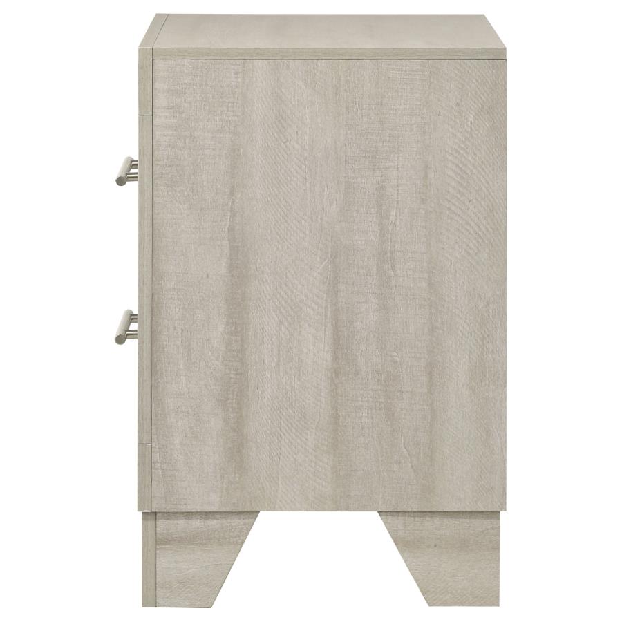 Comodino a 2 cassetti finitura crema rustica maniglie nichel lucido