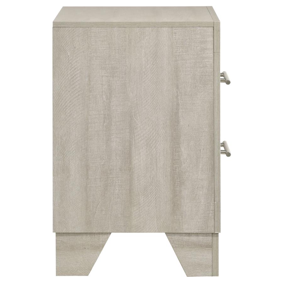 Comodino a 2 cassetti finitura crema rustica maniglie nichel lucido
