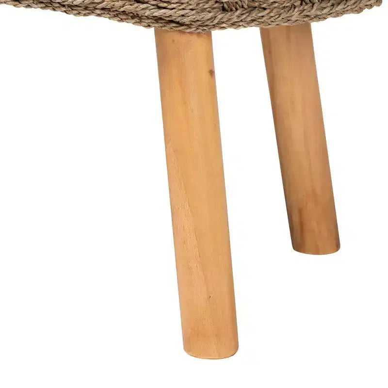 Panca decorativa Denver in legno di acacia ed erba marina, marrone chiaro/marrone naturale: Mobile artigianale per ingresso