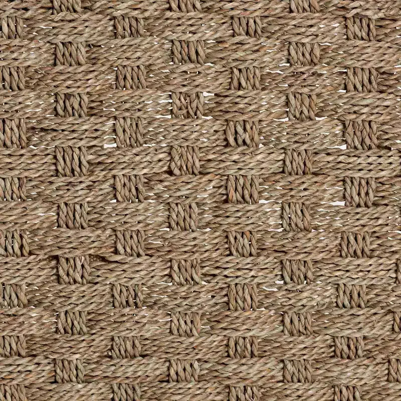Panca decorativa Denver in legno di acacia ed erba marina, marrone chiaro/marrone naturale: Mobile artigianale per ingresso