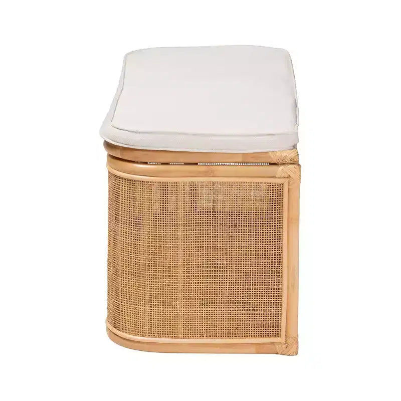 Panca contenitore in rattan naturale Ishana Naturale/Bianco: Poliestere imbottito, telaio in compensato, nessun assemblaggio richiesto