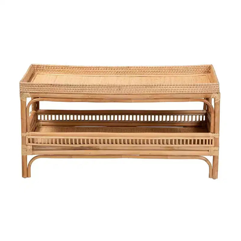 Tavolino da caffè Lombok in rattan naturale: 50 cm di altezza, nessun assemblaggio richiesto, base dal design a forma, 8 kg