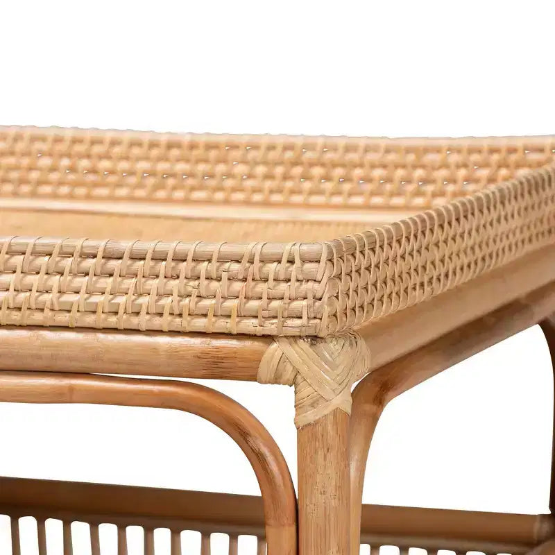 Tavolino da caffè Lombok in rattan naturale: 50 cm di altezza, nessun assemblaggio richiesto, base dal design a forma, 8 kg