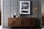 Credenza in Noce impiallacciato con tre ante a chiusura ammortizzata