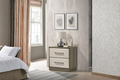 Comodino a 2 cassetti Rovere Grigio bicolore Melaminico Base Flottante