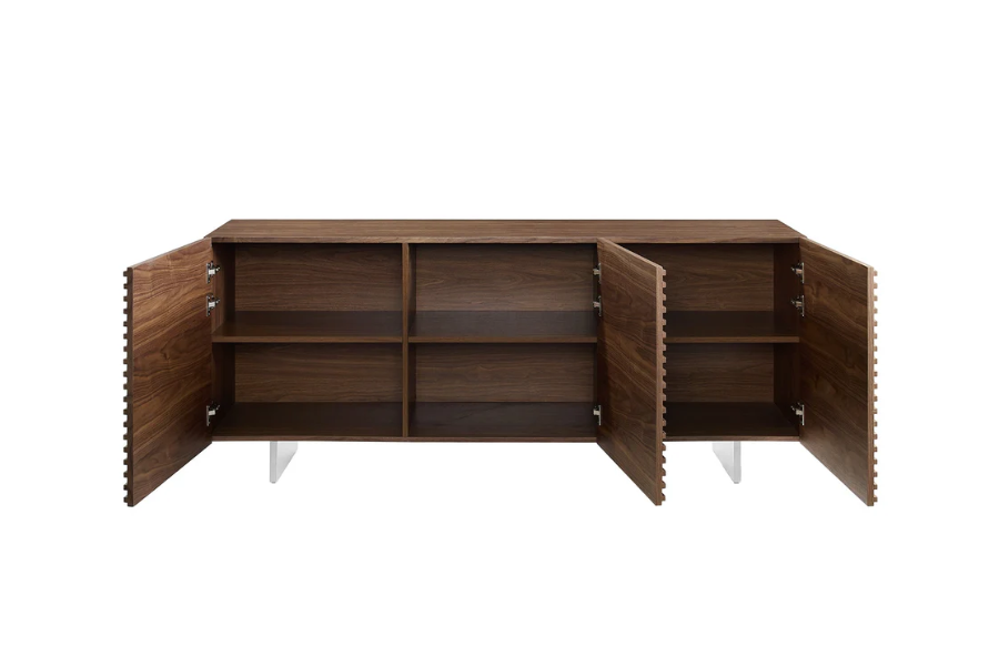 Credenza in Noce impiallacciato con tre ante a chiusura ammortizzata