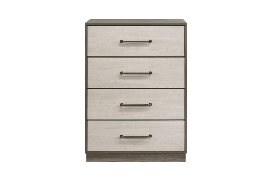 Cassettiera a 4 cassetti Rovere Grigio Melaminico Bicolore Base Sospesa