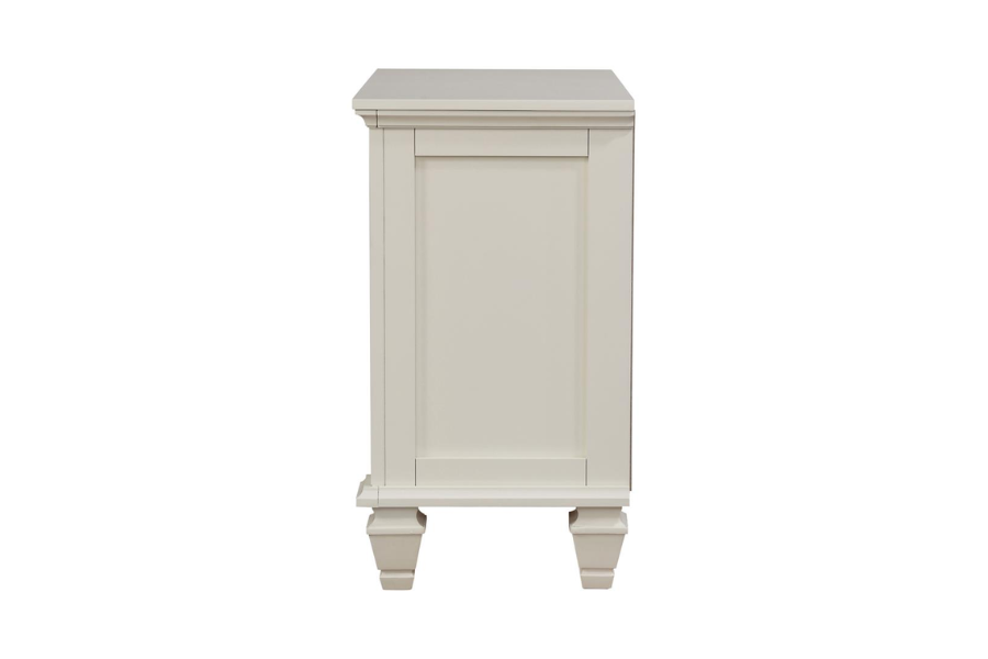 Comodino a 3 cassetti bianco crema con vassoio estraibile