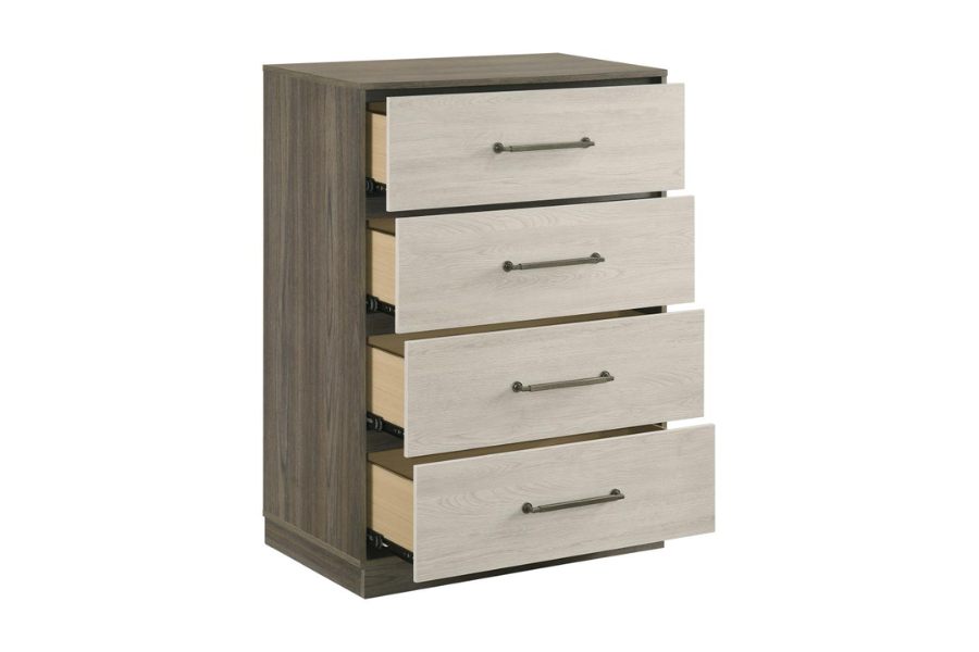Cassettiera a 4 cassetti Rovere Grigio Melaminico Bicolore Base Sospesa