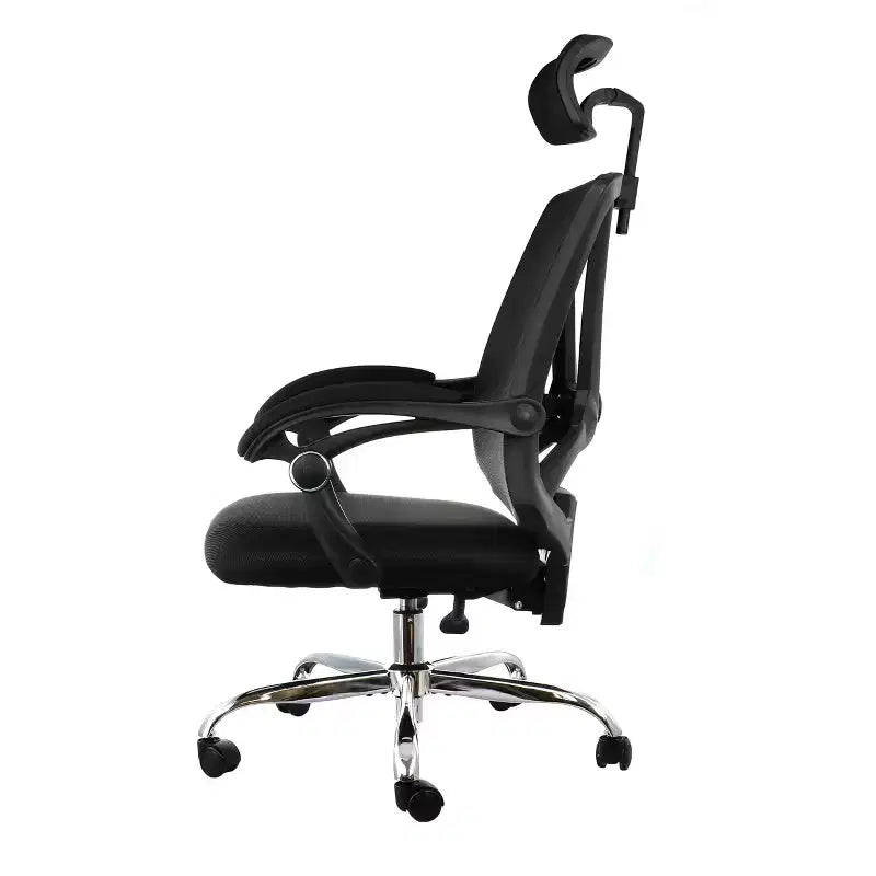 Sedia da Ufficio Girevole Ergonomica in Rete Nera con Poggiatesta Regolabile