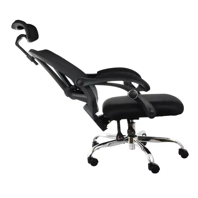 Sedia da Ufficio Girevole Ergonomica in Rete Nera con Poggiatesta Regolabile