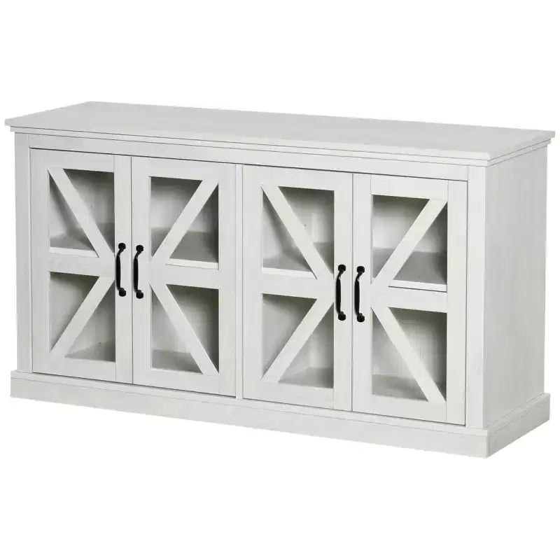 Credenza rustica da cucina, credenza con ante in vetro, mobile TV con ripiano regolabile per sala da pranzo