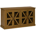 Credenza rustica da cucina, credenza con ante in vetro, mobile TV con ripiano regolabile per sala da pranzo