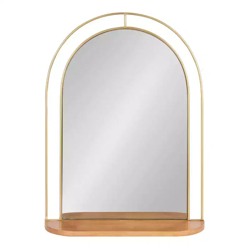 Specchio da parete con cornice Reverie e mensola, 23x30, Naturale