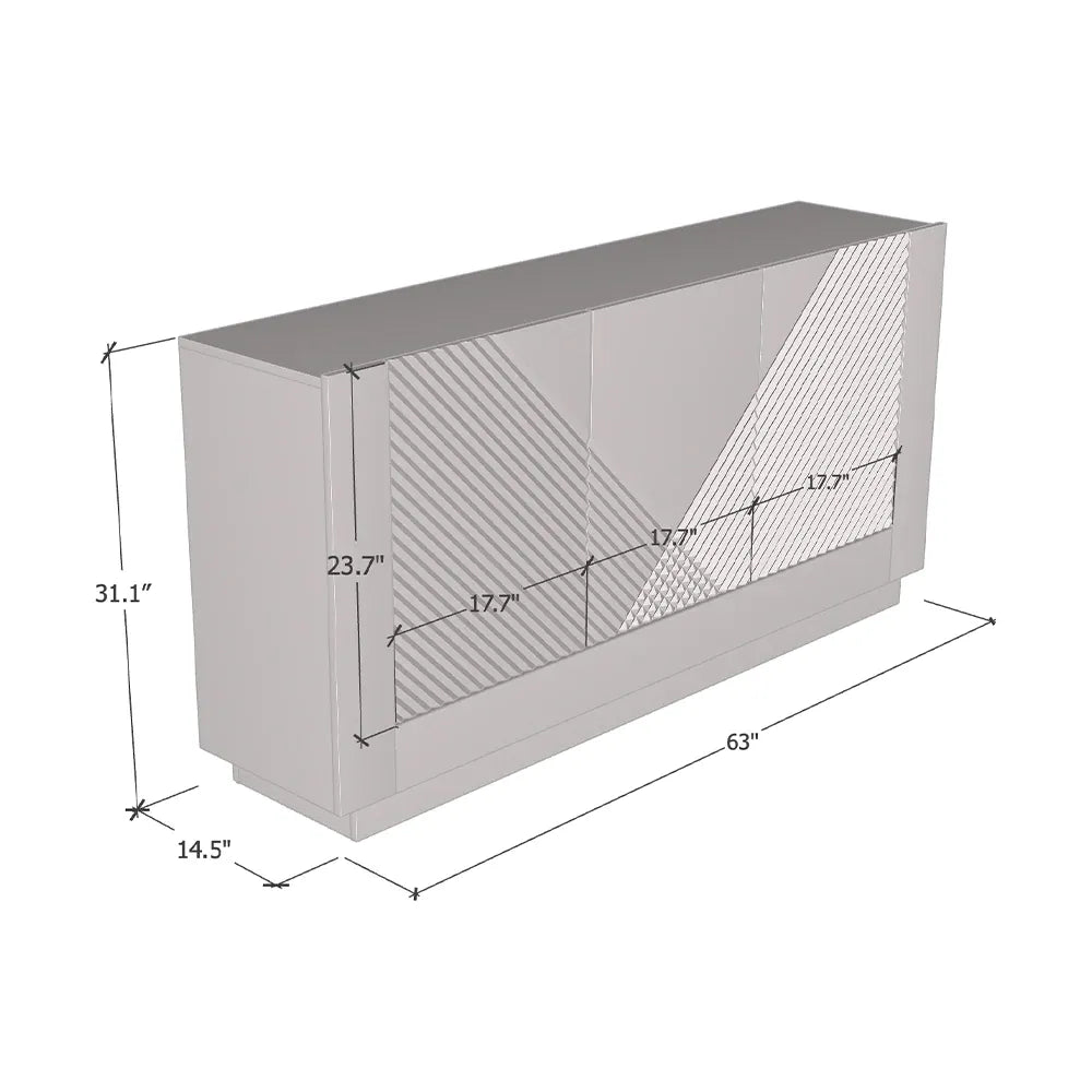 Credenza Madia Laccata Bianca con Luci LED