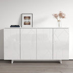 Credenza Mid-Century Moderna Bianca con Ampio Spazio di Archiviazione