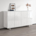 Credenza Mid-Century Moderna Bianca con Ampio Spazio di Archiviazione