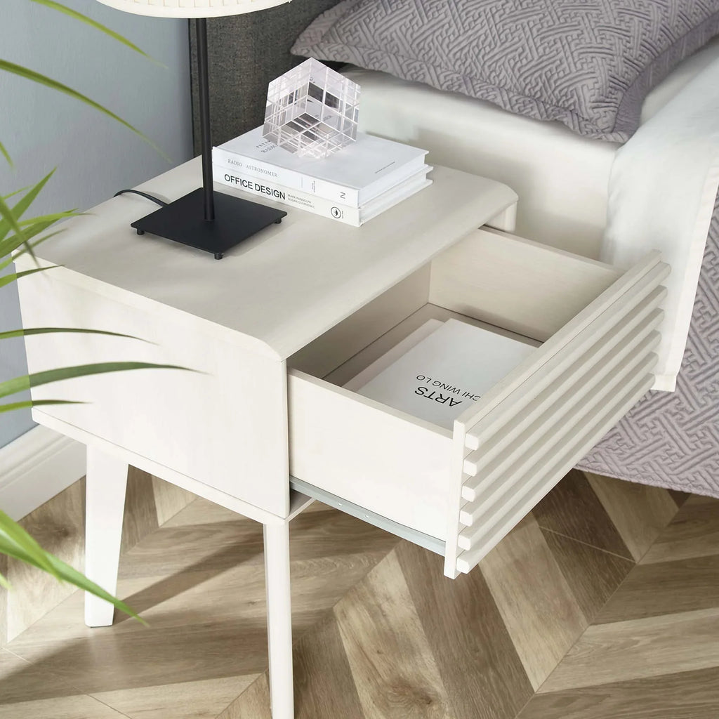 Tavolino comodino di metà secolo con cassetto a estrazione totale