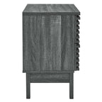 Comodino a 2 cassetti con laminato venato color carbone, stile metà secolo